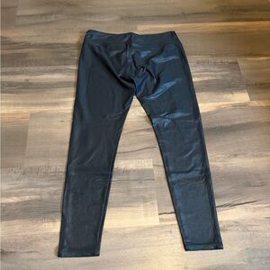 High-Shine Black Faux Leather Leggings for Women Size XL